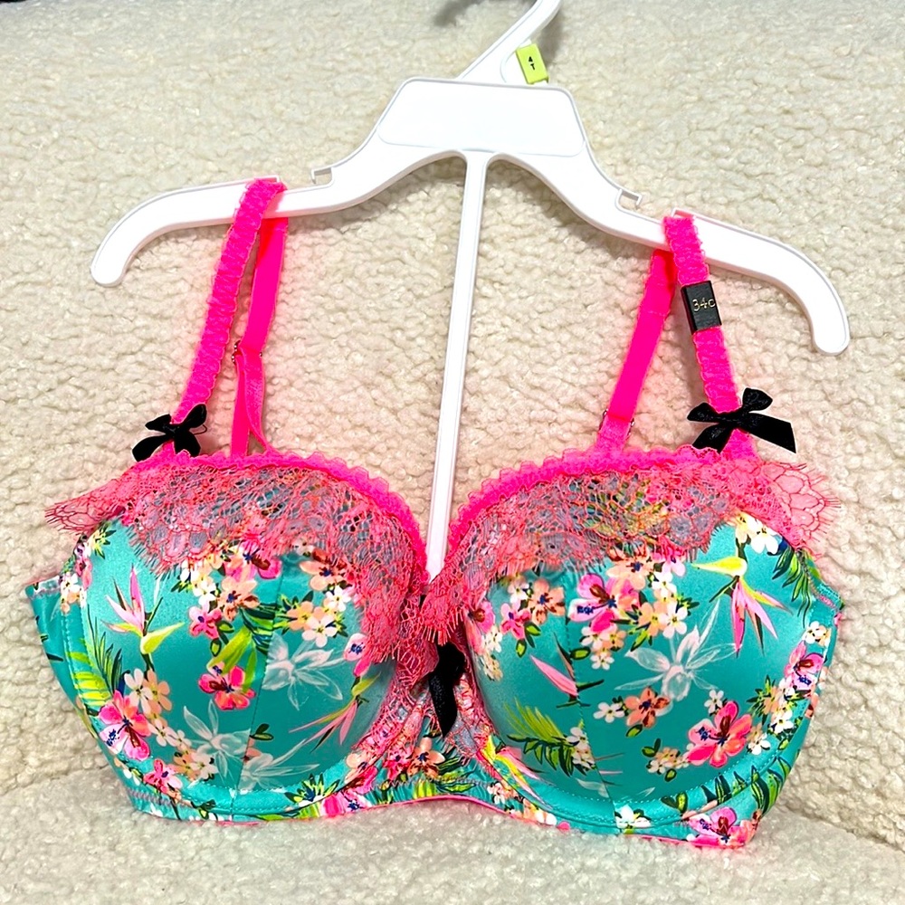 Victoria's Secret Floral Pink and Green Bra
